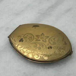 Vintage American Beauty By Elgin Gold Tone Mirrored Powder Compact Made In USA